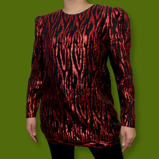 On Fire red and black blouse (Sz 10)